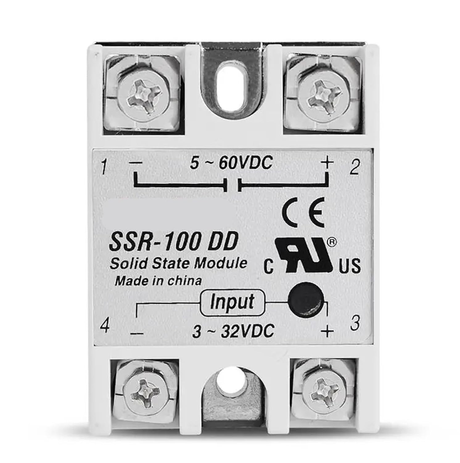 DC-DC Single Phase Solid State Relay DC DC SSR Module 10A 25A 40A DD Input Voltage 3-32V 12V DC to 5-60V DC Output Load 1Pcs(SSR-100DD)