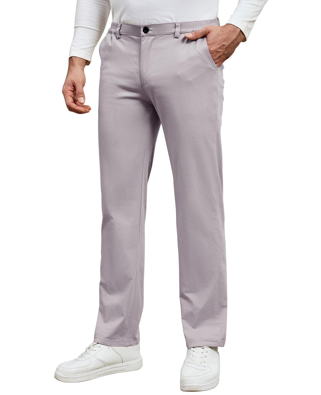 Zetieny Herren Chino Hose Casual Chinohose Baumwolle Stoffhose Slim Fit Stretch Anzughose Bequem Business Freizeit Hosen mit Taschen