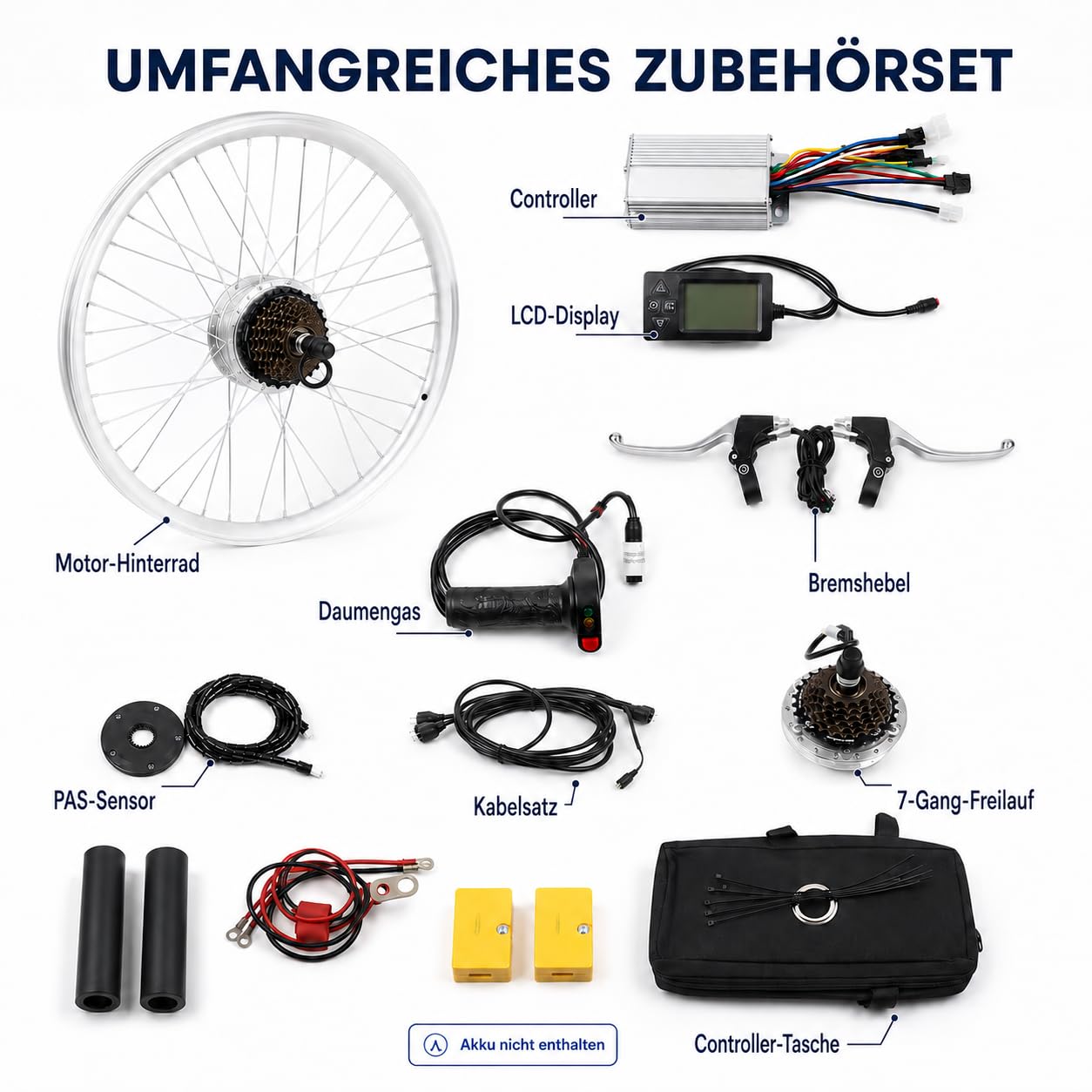 Kit di conversione per bicicletta elettrica, 26 pollici, kit di conversione per bicicletta elettrica da 36 V, 360 W, per ruota posteriore, motore a mozzo per Pedelec