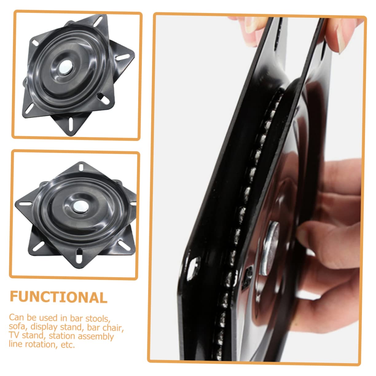 Plateau Tournant 20 Cm pour Meuble en Métal Robuste, Mécanisme Pivotant 360° Roulement Intégré, Adapté pour Fauteuils, Sièges de Bateau et Tabourets de Bar, Remplacement Pratique