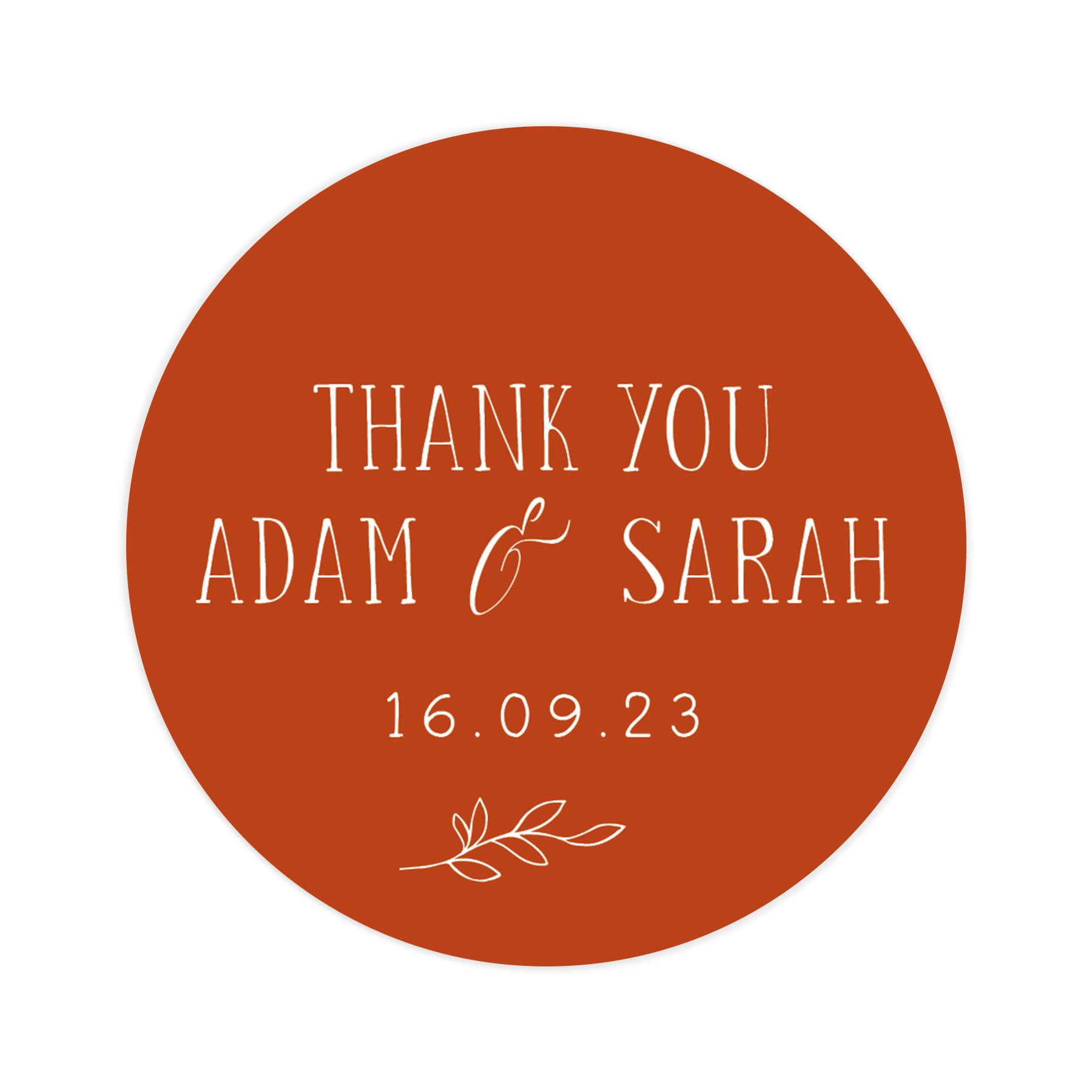 Personalised wedding stickers | thank you wedding labels | 12 colours - favor sticker thanks | wedding favors thank you stickers | 35 round stickers (Burnt orange)