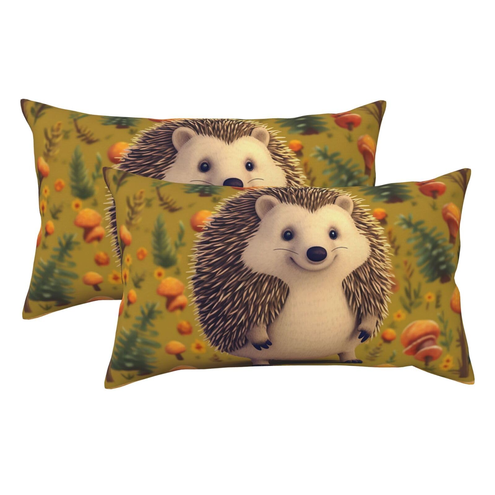 2 Pack King Pillow Cases with Hidden Zipper, Soft Breathable Pillow Covers for Hair and Skin, Hedgehog Pillowcases 20"x36" Bed Pillow Protectors Cover for Sleeping Gifts