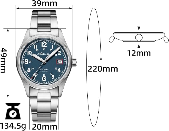 ADDIESDIVE NH35A Men's Automatic Winding Watch Sapphire Glass BGW9 Luminous with Stainless Steel Bracelet AD2070