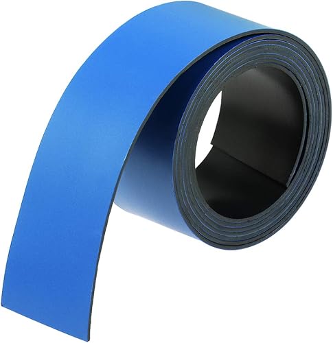 uxcell Tira magnética de borrado en seco de 1 pulgada x 3.3 pies, etiquetas magnéticas de hojas adhesivas para escritura azul para pizarras blancas,