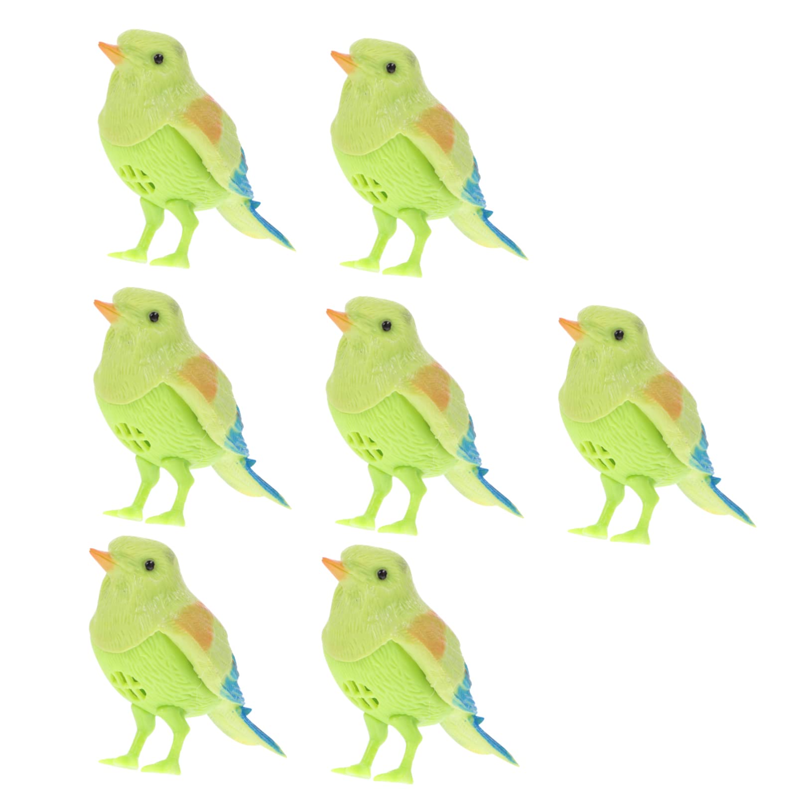 NUOBESTY 7Pcs Singing and Chirping Bird Sound Activated and Battery Operated Parakeet Parrot Cage Toy Electric Voice Control Bird Figurine Toy