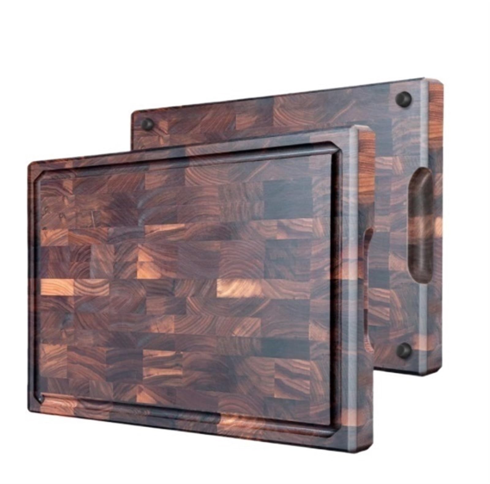 Schneidbrett Schneidebrett Walnuss-Schneidebretter Hirnholz-Schneidebrett Holzschneidebrett Mit Saftrille, Innengriffen, Rutschfester Matte Frühstücksbrett Schneidebretter(13.5in*9.4in*1in)