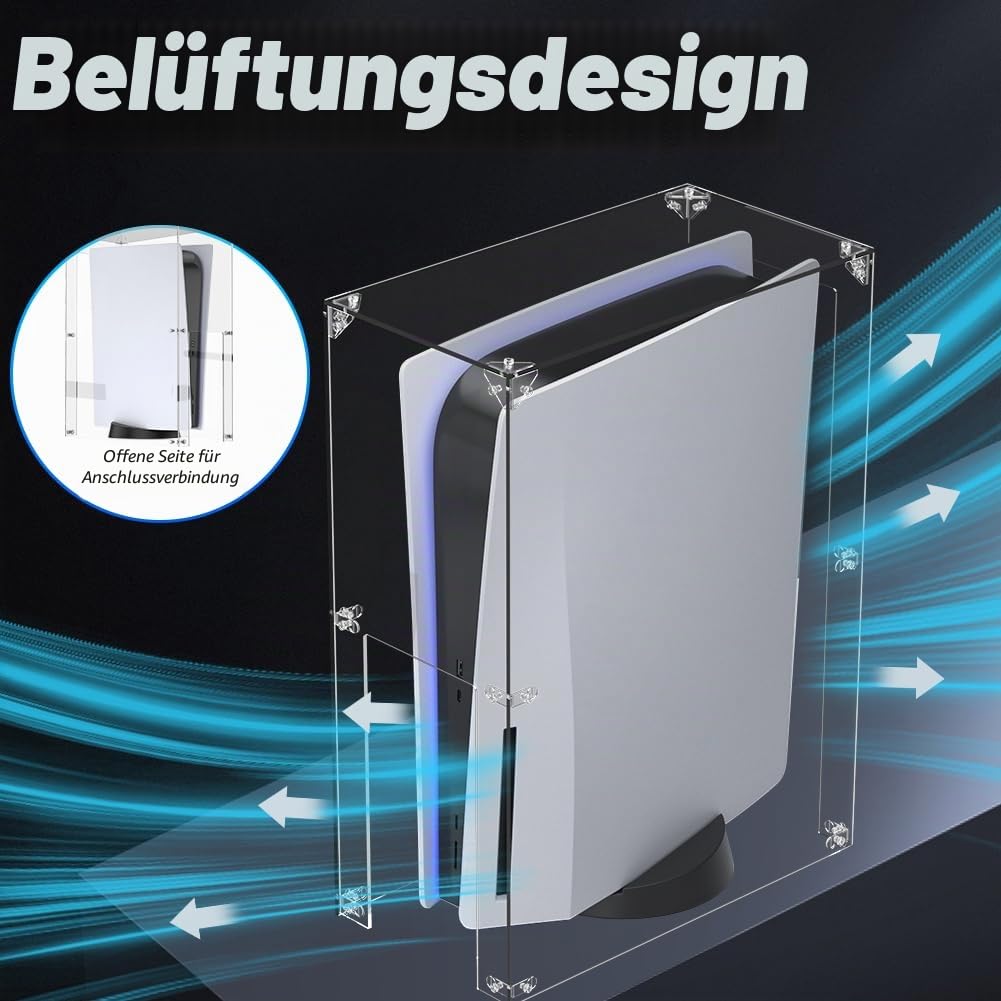 Staubschutz aus transparentem Acryl für PS5-Konsole, staubdicht, kompatibel mit Playstation 5-Standard und Digital, 30 cm B x 16 cm T x 40 cm H