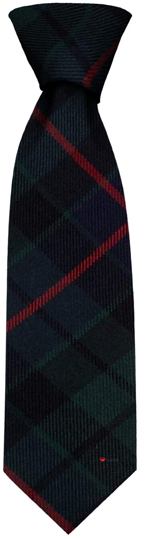 I LUV LTD Gents Neck Tie Morrison Green Modern Tartan Lightweight Scottish Clan Tie