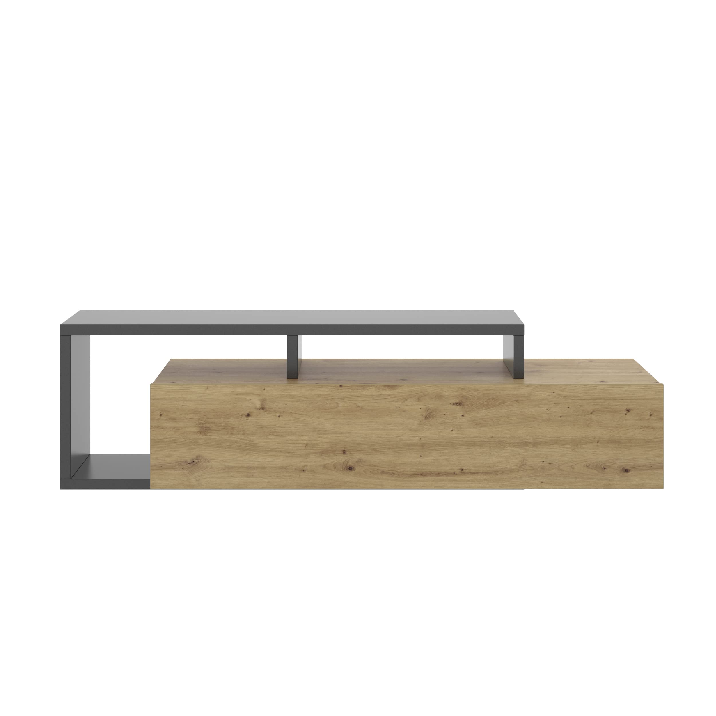 DEKIT GRUPO RIMOBEL KRAM Mueble de TV bajo, Melamina, Grafito y Nordic, 47x165x40 cm