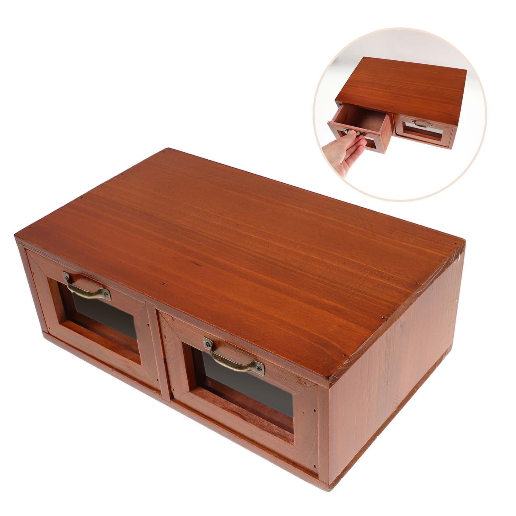 Rialzo per Monitor da Scrivania in Legno con Cassetti Acrilici | Design Elegante, Organizer da Desktop Incluso, Uso Ufficio, Supporto per Laptop e Schermo, Scaffale per Computer