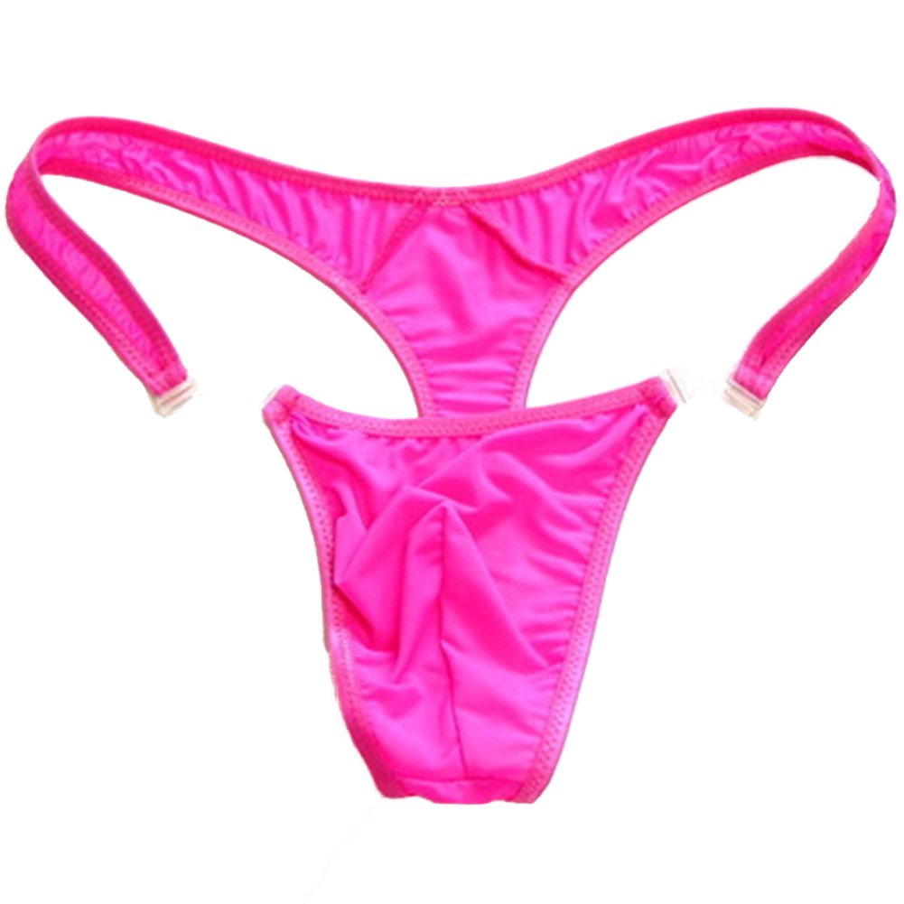 WenMei Men's Bikini Boxer Briefs trip Thongs G-string milk silk Underwear Shorts,Free Size (Rose)