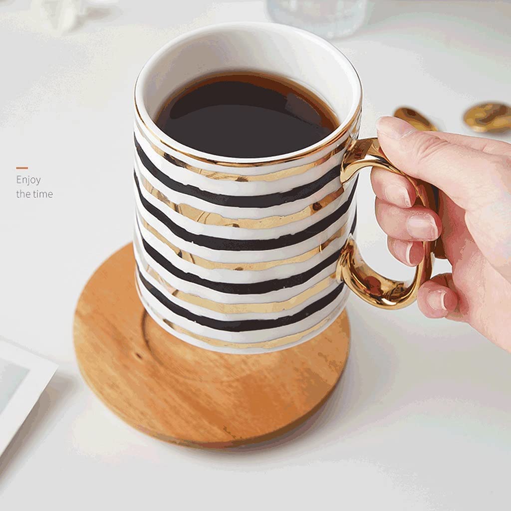 Tazas de Té Tazas Desayuno Taza Creativa Con Taza De Café De Cerámica Dorada Taza De Café De Gran Tamaño Para Bebidas Frías/calientes Fácil De Limpiar Multifuncional Tazas Tazas de Cafe ( Color : A ,