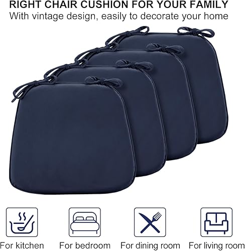 Miniatura 2 de LOVTEX Paquete de 4 cojines para sillas de comedor, cojines para sillas de cocina de 17 x 16 x 1.5 pulgadas, cojines para sillas de comedor con