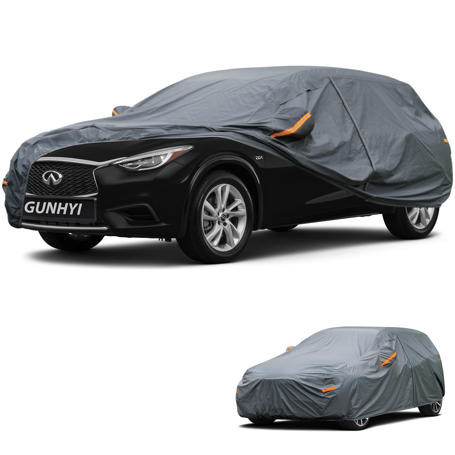 GUNHYI Premium Car Cover Custom Fit Infiniti Q30, 16 Layers Heavy Duty Car Cover Waterproof All Weather with Zipper Door for Sun Rain Snow Dust Uv Protection
