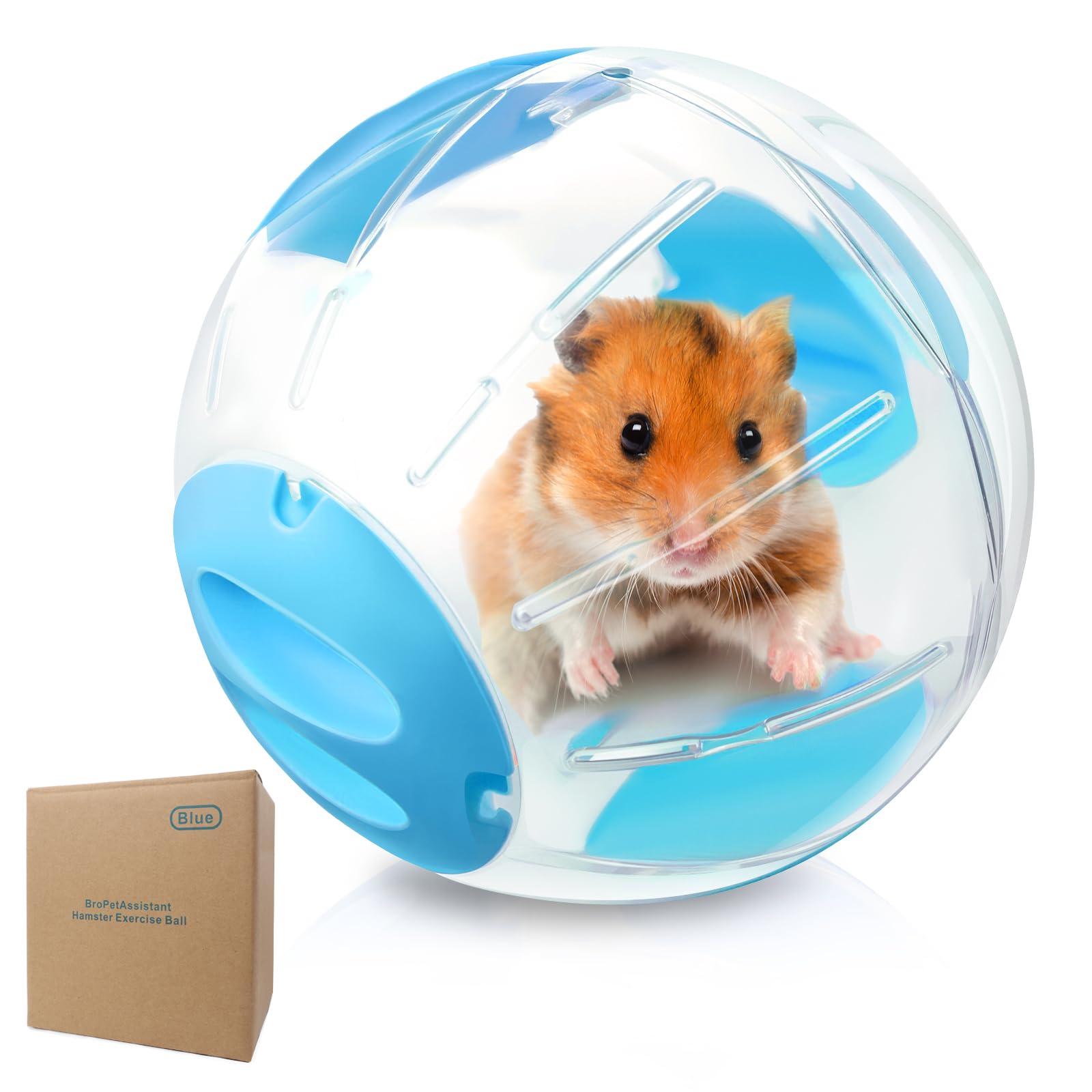 Hamster Exercise Ball, 7.9 Inch Syrian Hamster Ball, Transparent, Large Ball with Four entrances (Blue)