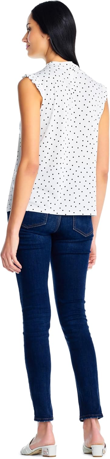 Adrianna Papell Womens Ruffle Mock Neck Tank - Image 2