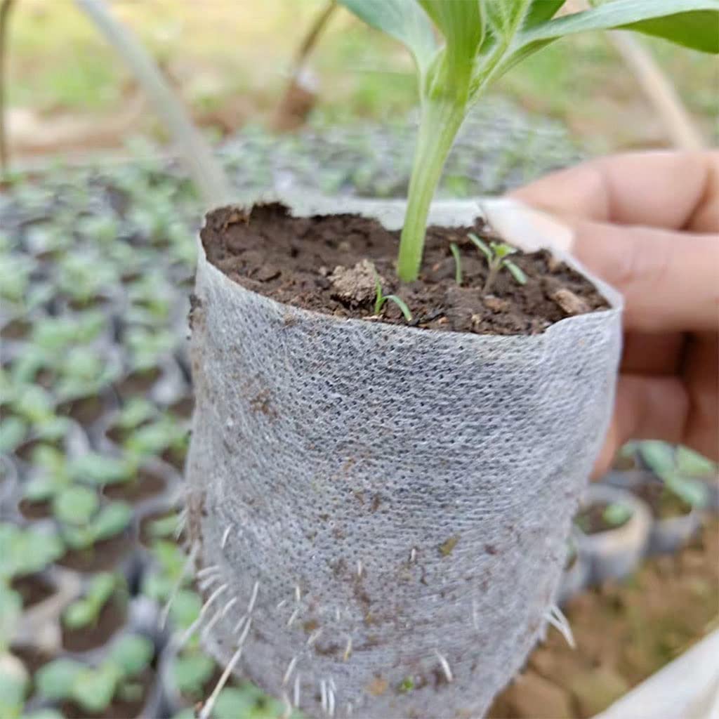 Lot de 100 pots de semis biodégradables en tissu non tissé respectueux de l'environnement pour légumes (8 x 10 cm à 20 x 20 cm) (8 x 10 cm)