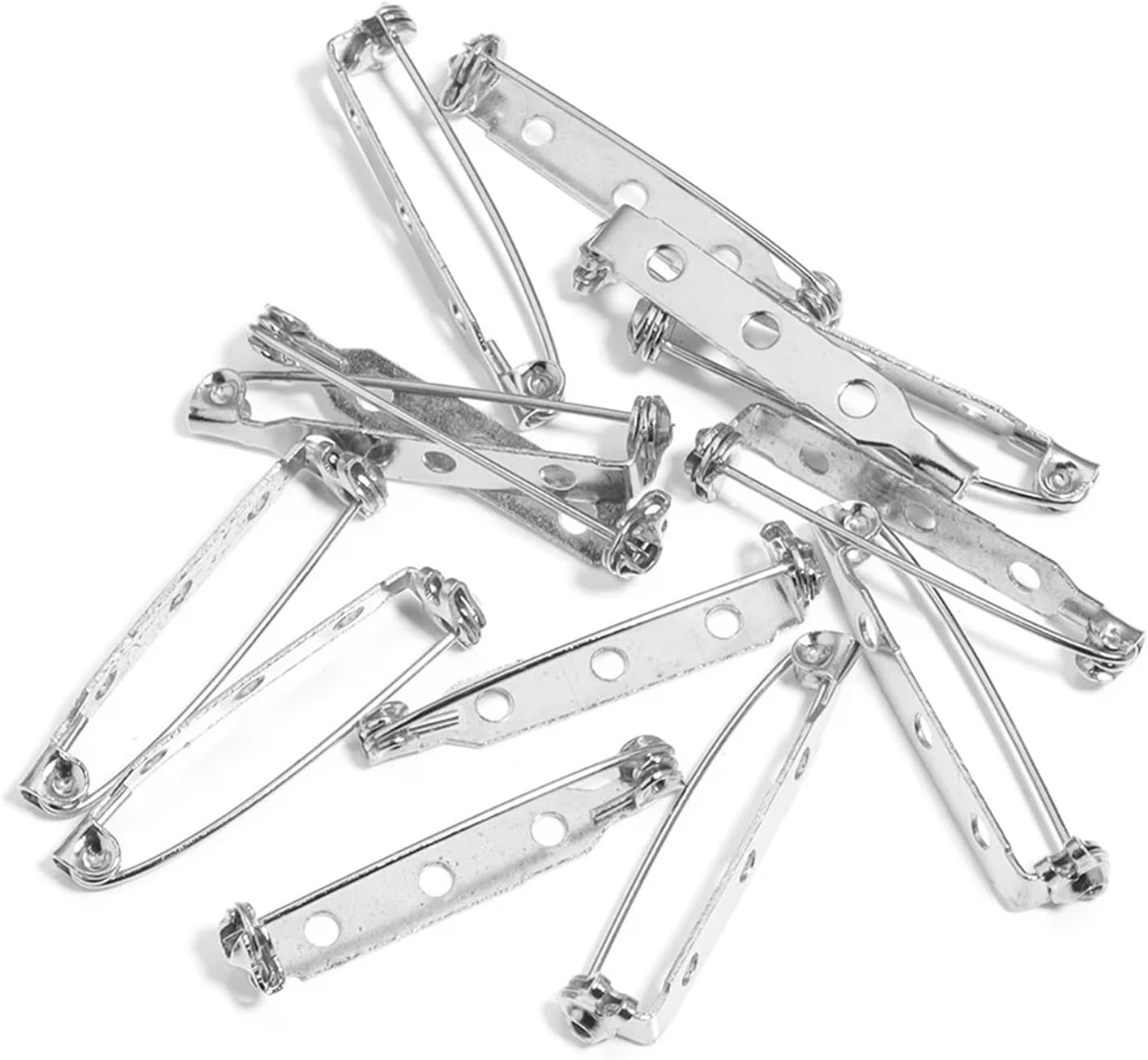 Brooch Pin Back 200pcs Metal Brooch Base Safety Pin Setting Clip Needles for DIY Jewelry Making Findings Components(Rhodium,20mm)