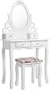 SONGMICS Makeup Table, Hollow Makeup Table With Mirror and Stool, 4 Drawers, Bevel Protection, White Rdt04W, 75 X 40 Cm