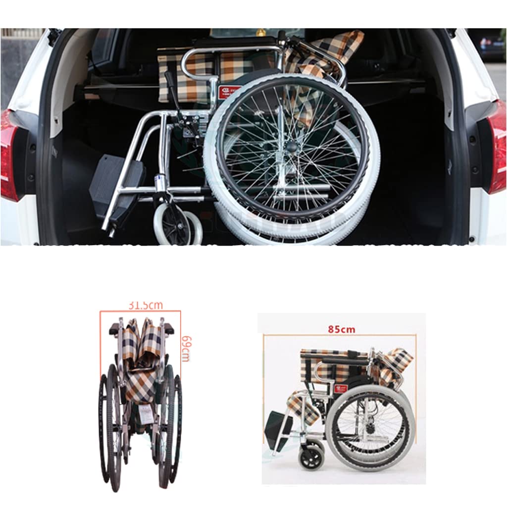Silla de Ruedas Ligera Plegable Autopropulsada, Silla de Ruedas de Aleación de Aluminio Multifunción Cómoda Transpirable Scooters de Movilidad Seguridad/a