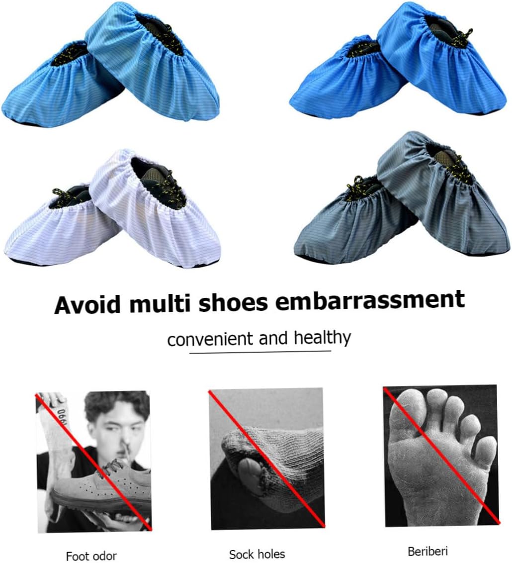 6 Pairs of Reusable Black Anti-static Shoe Covers Non-slip and Comfortable for Adults