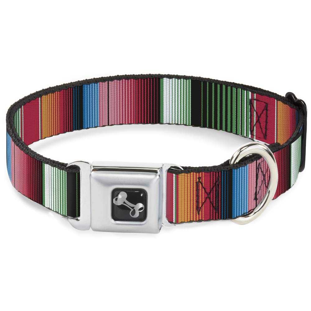 Collier de chien Buckle Down Zarape de 15 à 66 cm réglable, grand format imprimé os