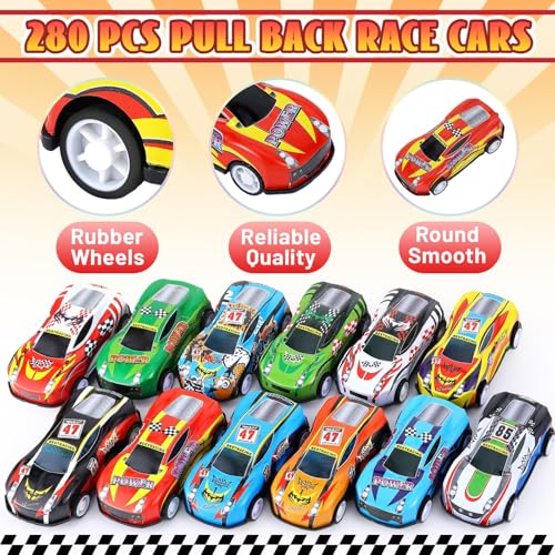 DERTE 280 Piezas Coches de Juguete Pull Back para Niños miniatura 3