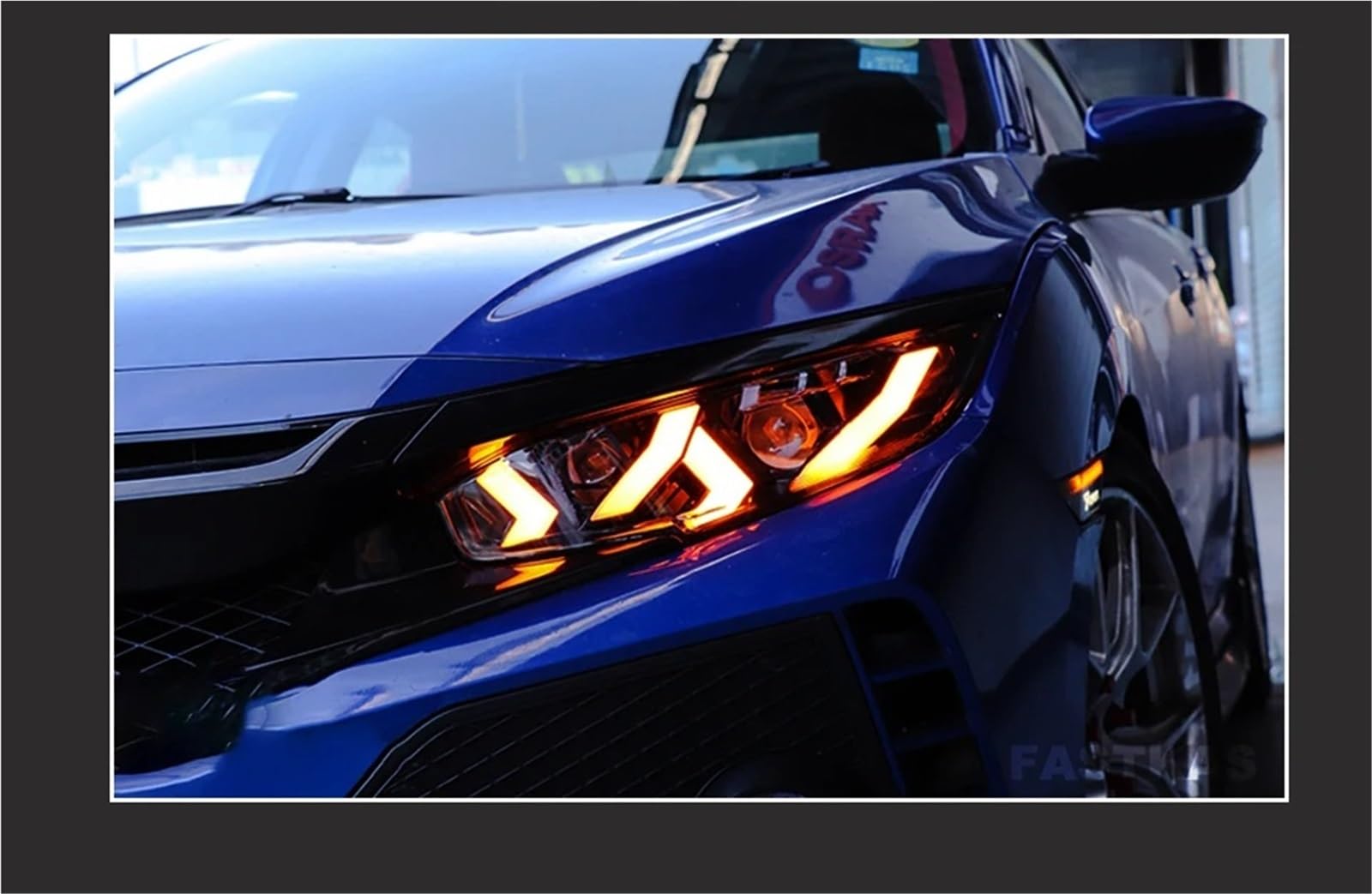 Gruppo Ottico Anteriore per Auto Civic X 2016-2021, fari Plug And Play con luci diurne a (DRL) e indicatori di direzione, 1 Coppia di fari Anteriori (DRL Rossi).