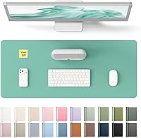 Vista 35 de YSAGi Protector de escritorio de cuero, tapete de oficina, alfombrilla grande para mouse, secante antideslizante de cuero PU, escritorio