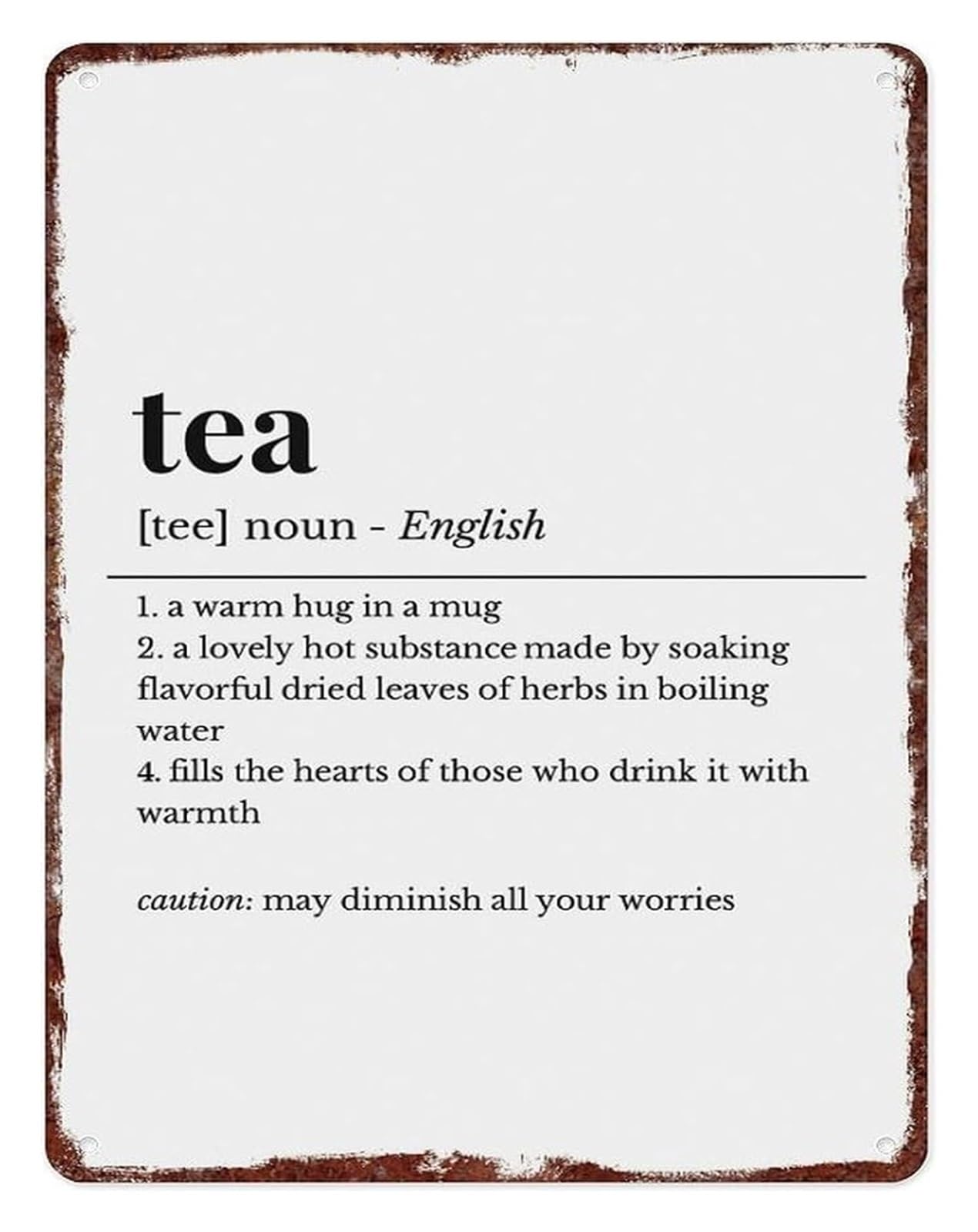 IDGTTLDF Sarcastic Tea Definition Tin Plate Novelty Wall Decor for Tea Drinkers Coffee Corner Bakery 8 X 12 in