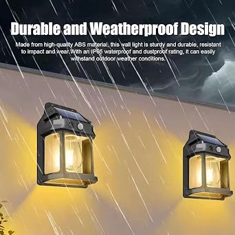 Panter Solar Güneş Enerjili Lamba, Hareket Sensörlü Duvar Lambası, Gün Işığı Filament LED Solar Aplik, 3 Modlu, IP65 Su Geçirmez, Bahçe Balkon Teras Garaj Dış Mekan Aydınlatma (Tek Ampul) [Enerji Sınıfı A]