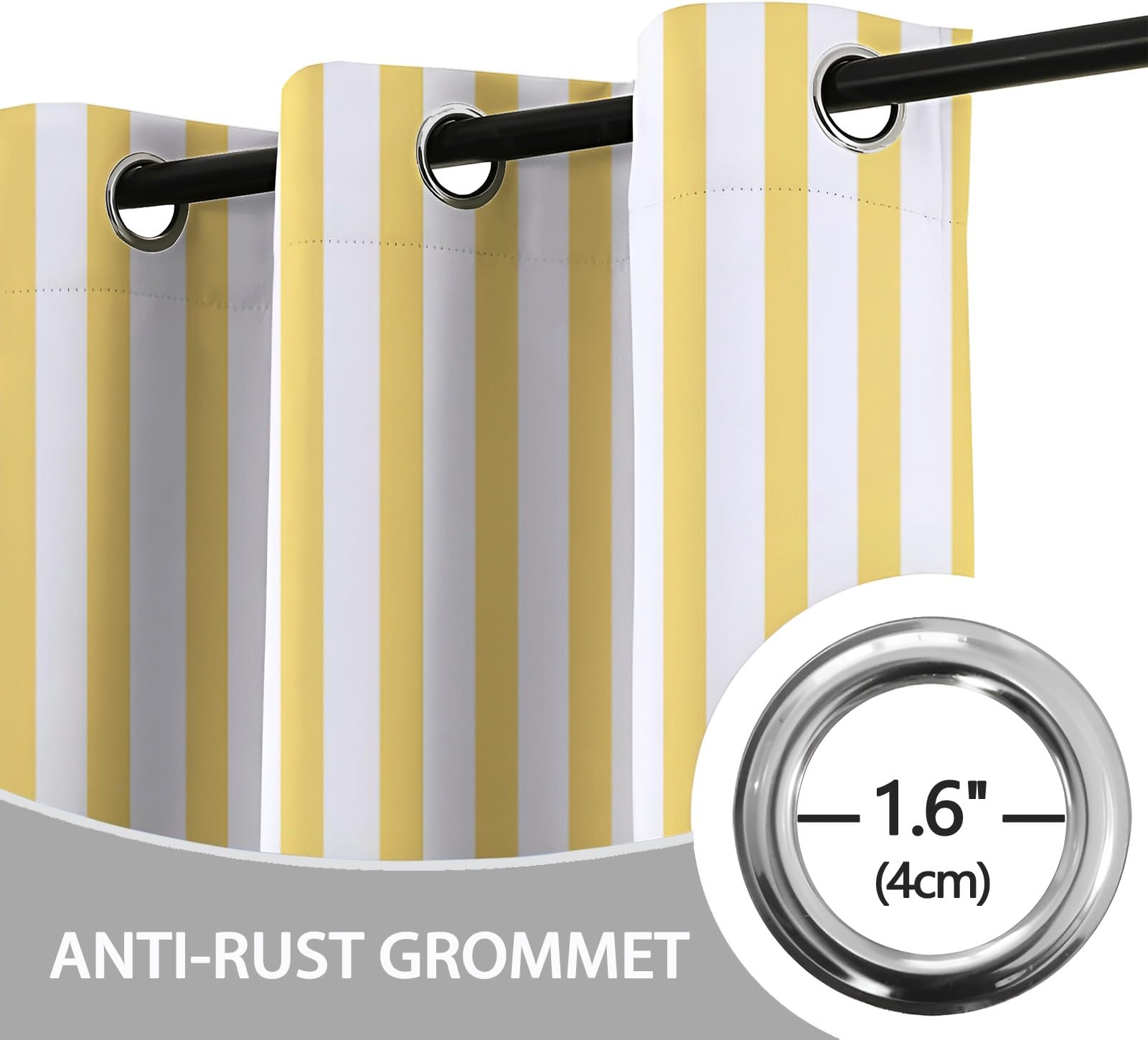 Générique Lot de 2 Rideau Occultant Rayures Jaunes L140 x H180 cm Rideau Thermique Isolant Anti Froid, Rideau Occultant avec Œillets - Rideau Fenetre pour Chambre Salon et Chambre Enfant