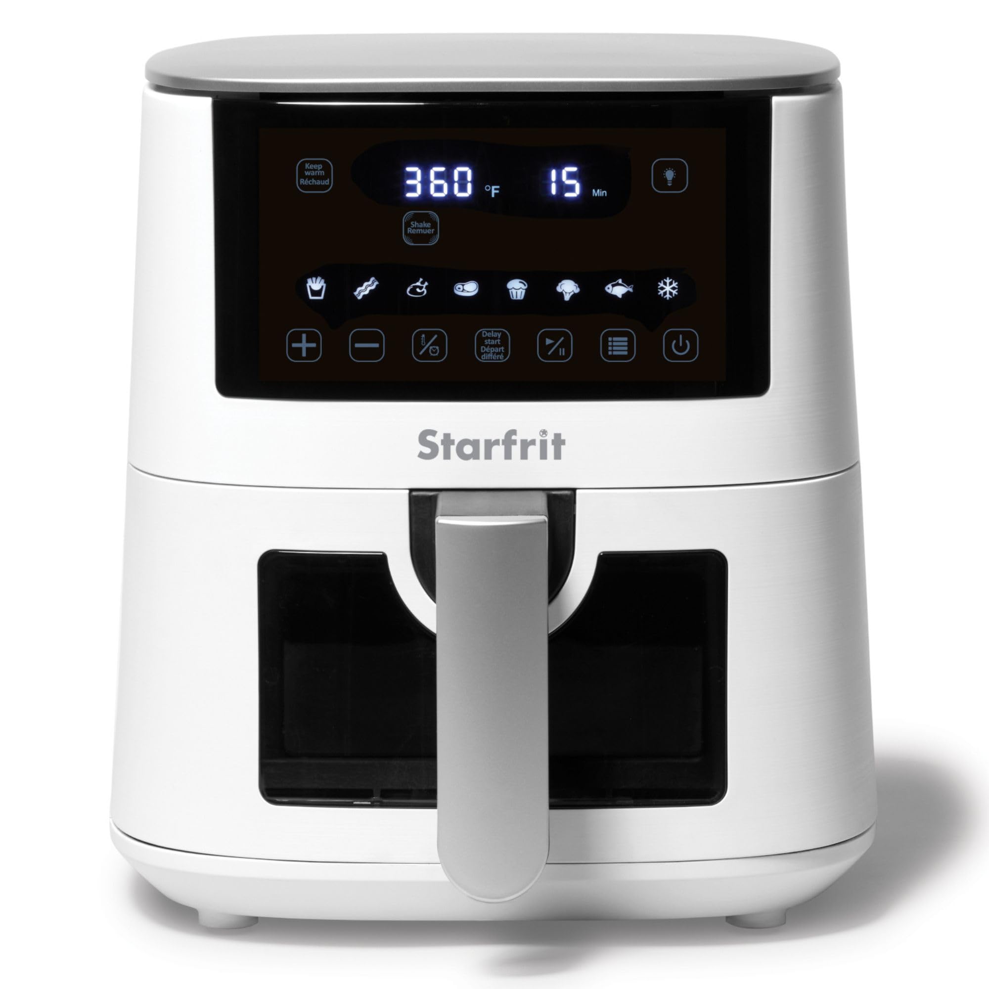 Starfrit Electric Digital Air Fryer - 4.2L Capacity - Ceramic Non-Stick Surface - 8 Preset Functions - Viewing Window -1400W