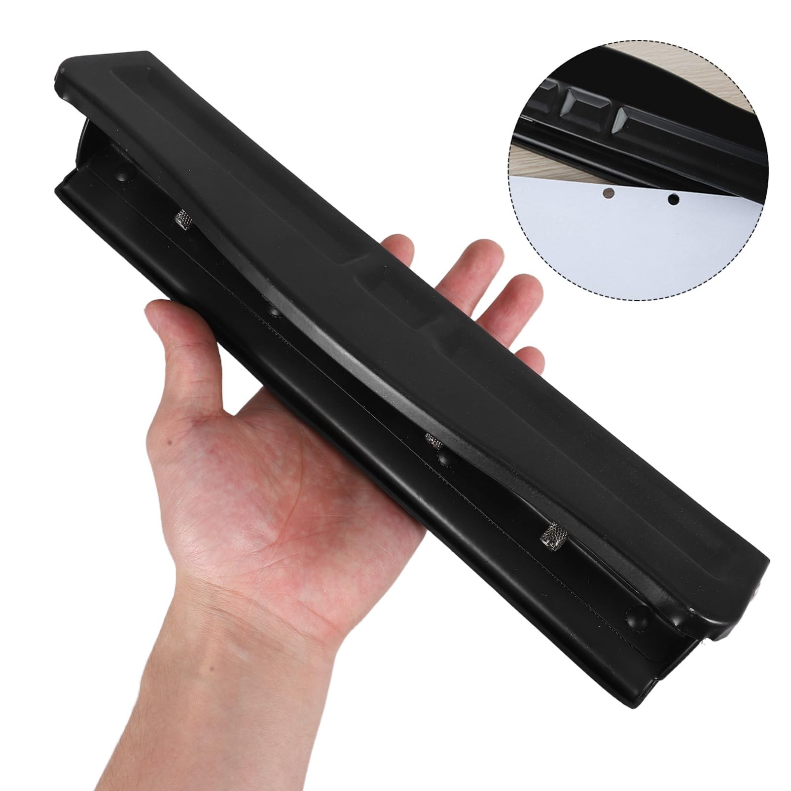 Perforatore Carta Nero a 4 Fori Regolabile per Scrapbooking | Plastica, Raccoglitore Trucioli Facile da Svuotare, Uso per Carta Craft e Forniture Ufficio