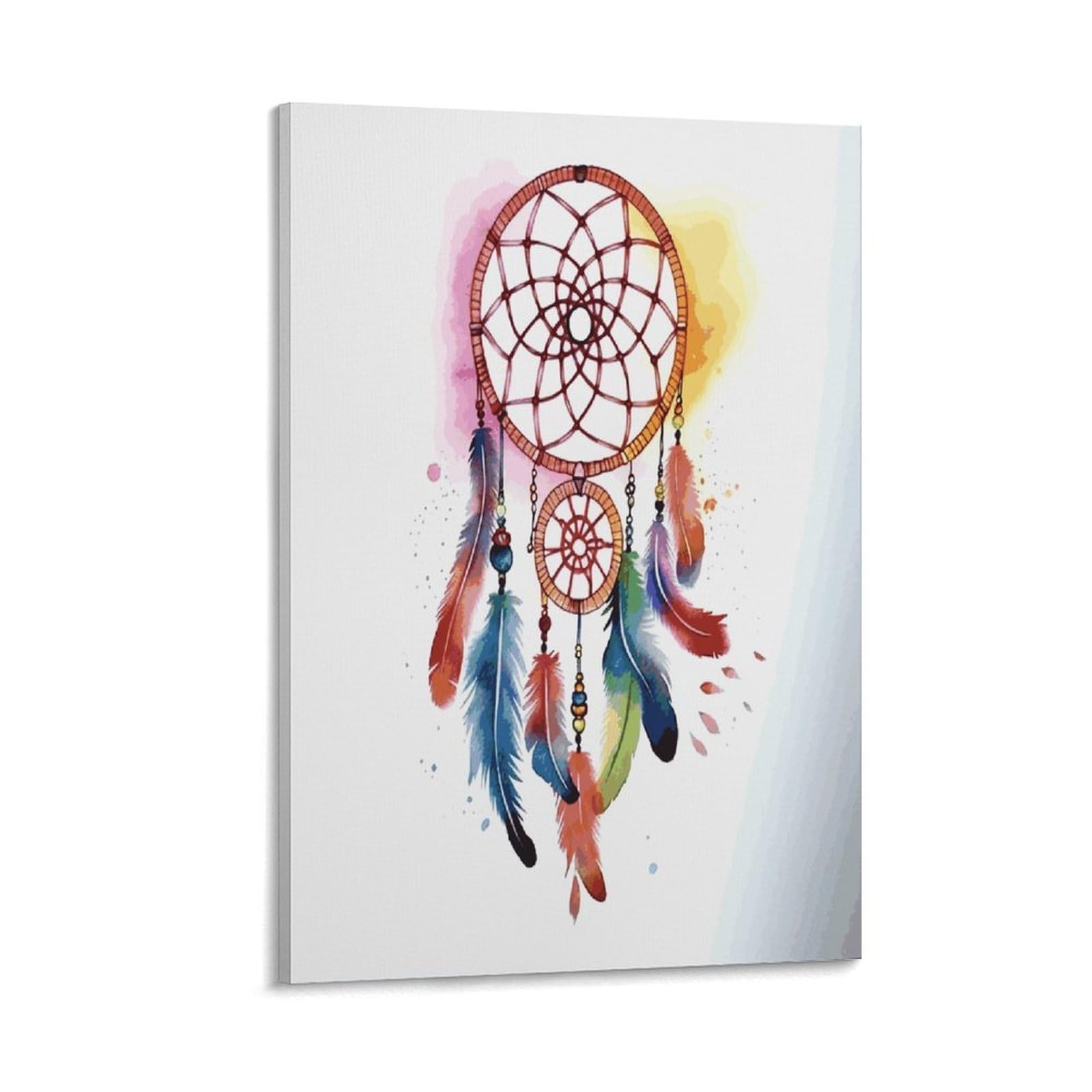 Watercolor Dream Catcher Canvas Wall Art Prints Hangable Decor Painting for Wall Prints Painting Artwork Modern Decorative Artwork Ready to Hang Wall Pictures for Home Decor 20x30inch(50x75cm)