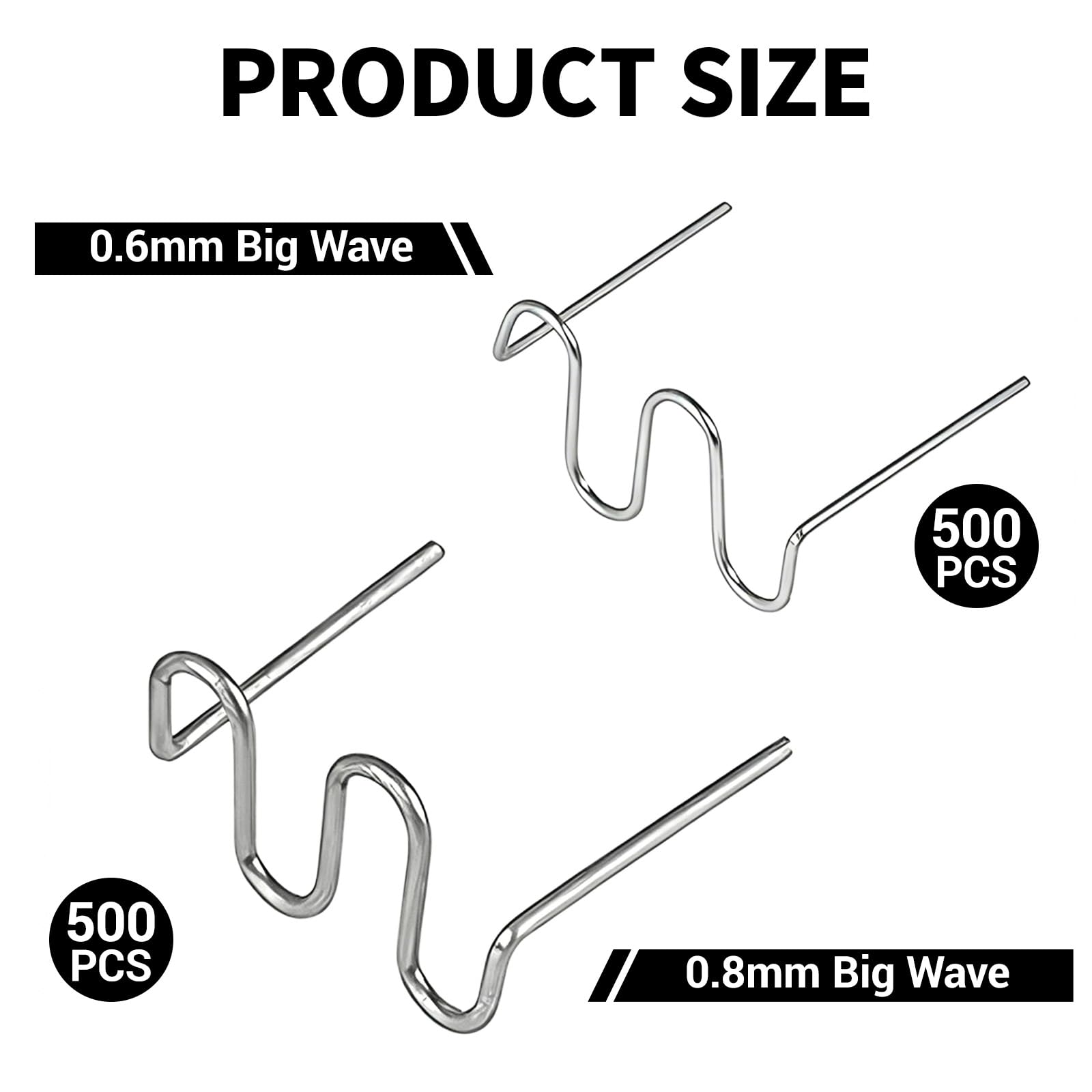 Grapas Onduladas, 1000 PCS Parachoques automático plastico Soldadura Reparar Grapadoras calientes, Grapas de Onda Precortadas, grapadoras de plástico para reparación de autos, Grapas calientes