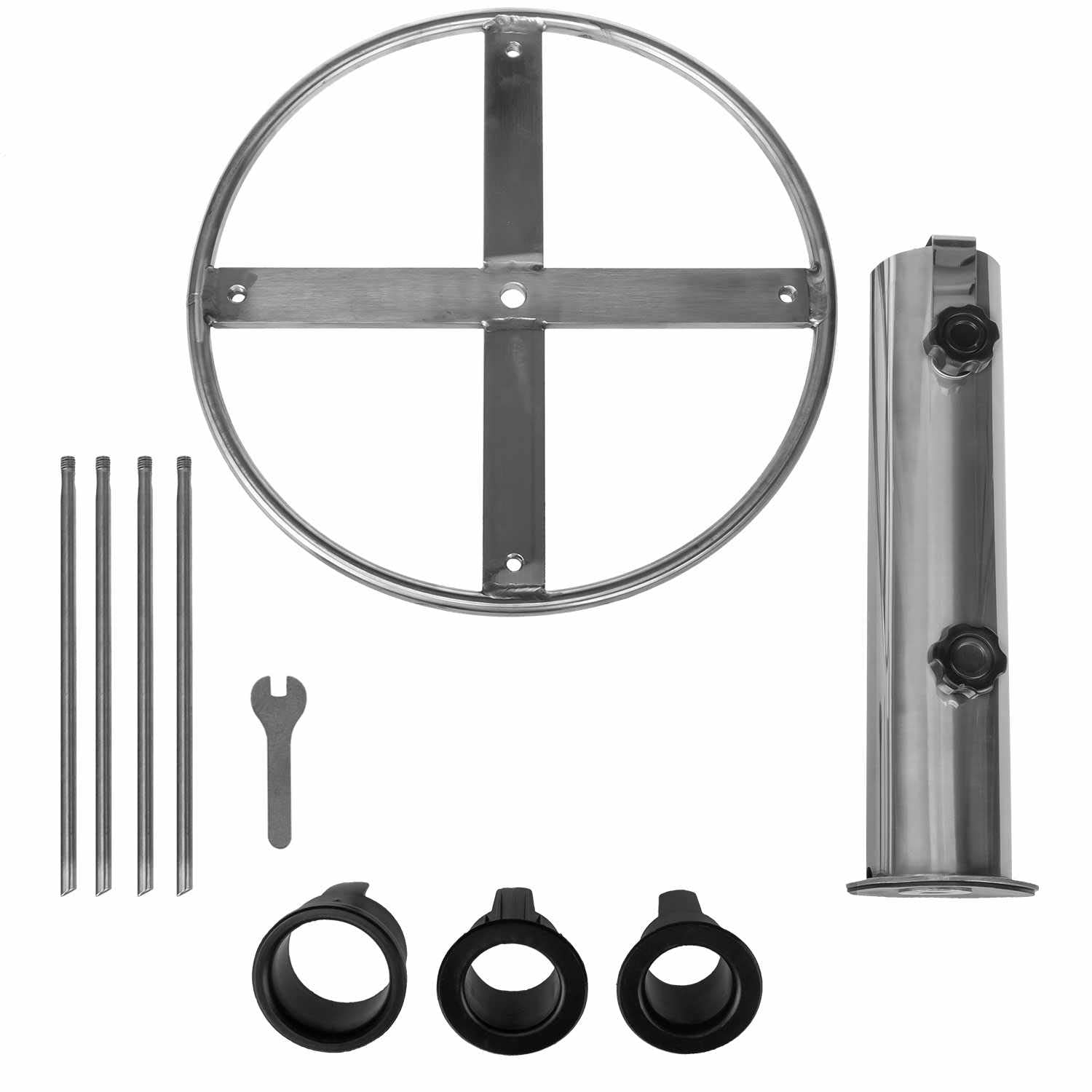 anndora Bodenspieß XL Edelstahl mit Adapter 48/39/34 mm - Sonnenschirmständer für Rasen