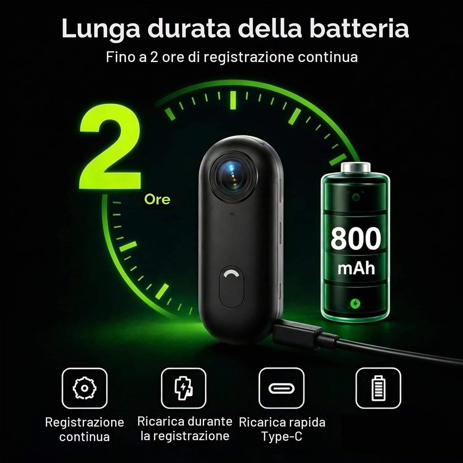 4K Action Cam Mini Bodycam WiFi Sportive Camera 120°, 30FPS POV Registrazione,Macchina Fotografica Subacquea Impermeabile 30m Mini Portatile Videocamera Magnete Clip per Casco da Bici/Moto,Nero