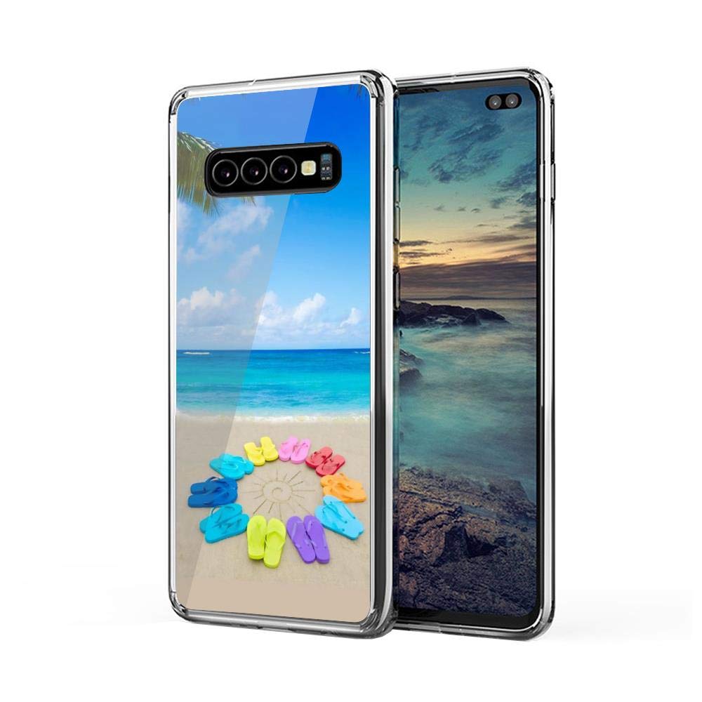 Tityshoponline Color flip Flops and Drawing Sun on Sandy Beach Case Cover Compatible for Samsung Galaxy S9Plus S9+ 251530809122