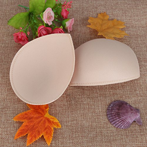 Sermicle Bra Inserts 4 Pairs, Bra Pads Sewed Stitched Removable For Sports Bra B/C,C/D & D/E Cup Optional (Beige Semicircle, B/C Cup) #TOP6