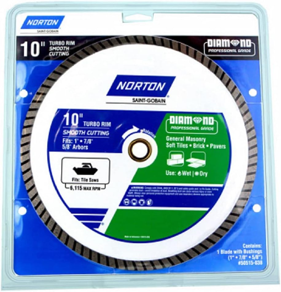 Ali Industries Norton 50515038 Turbo Rim Diamond Saw Blade, 10-Inch - Quantity 1
