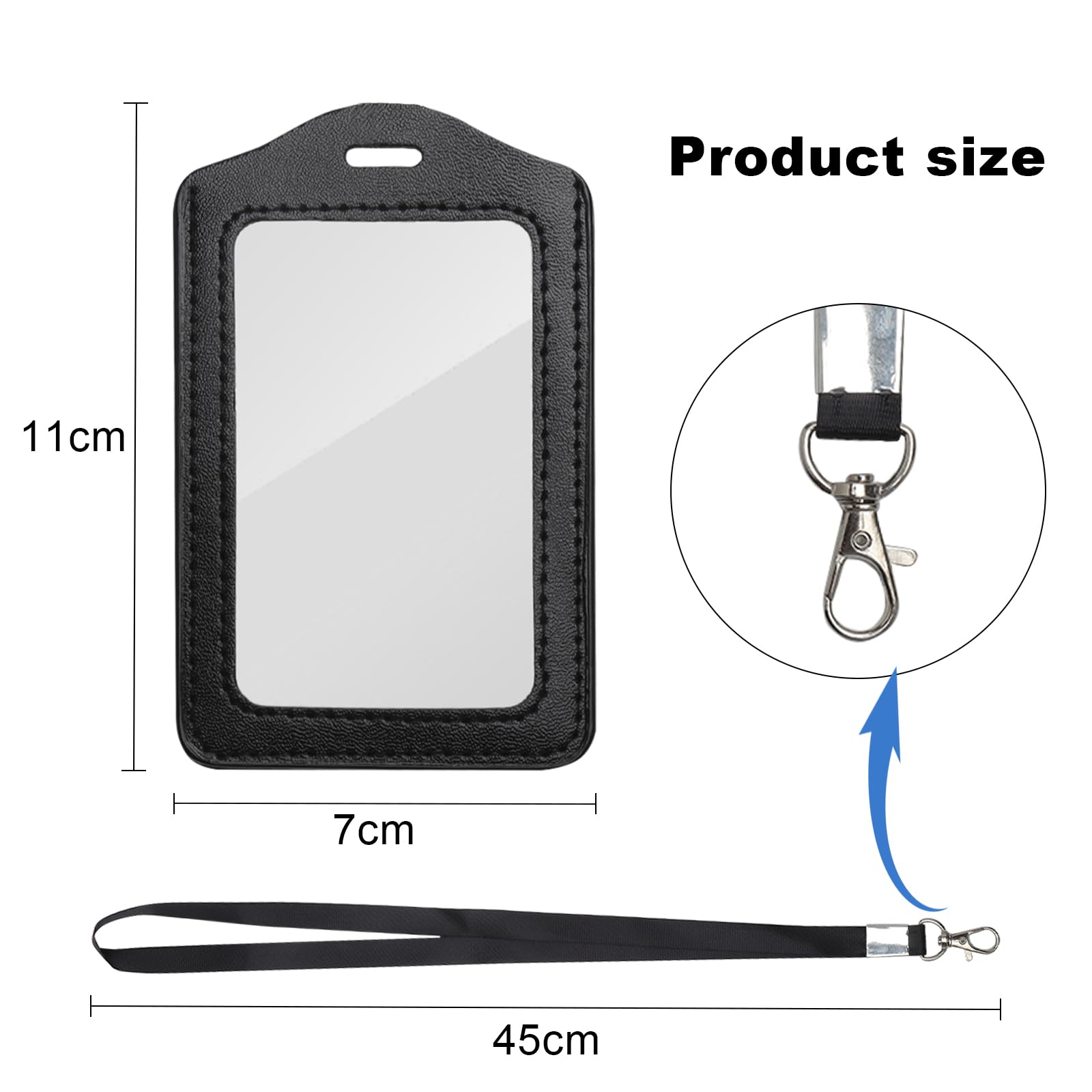 Porta Badge,2 Pezzi Porta Badge Verticale In Pelle,ID Badge Holder - Foto 5