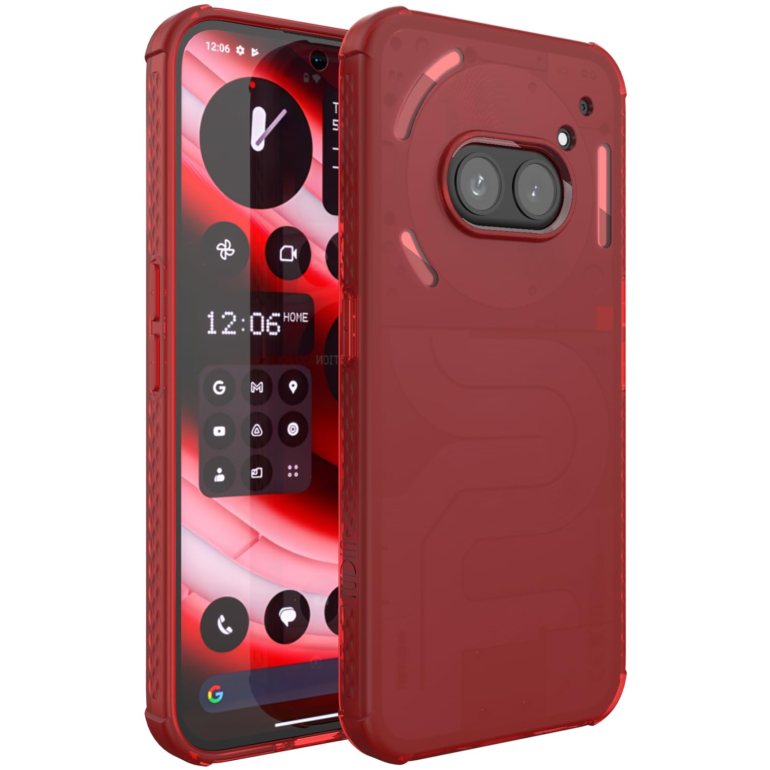 TUDIA SKN Designed for Nothing Phone (2a) Case, [Reinforced Corners] Shockproof Slim Lightweight Grip Transparent Crystal Clear TPU Bumper Anti-Yellowing Drop Protection - Clear (Frosted Red)