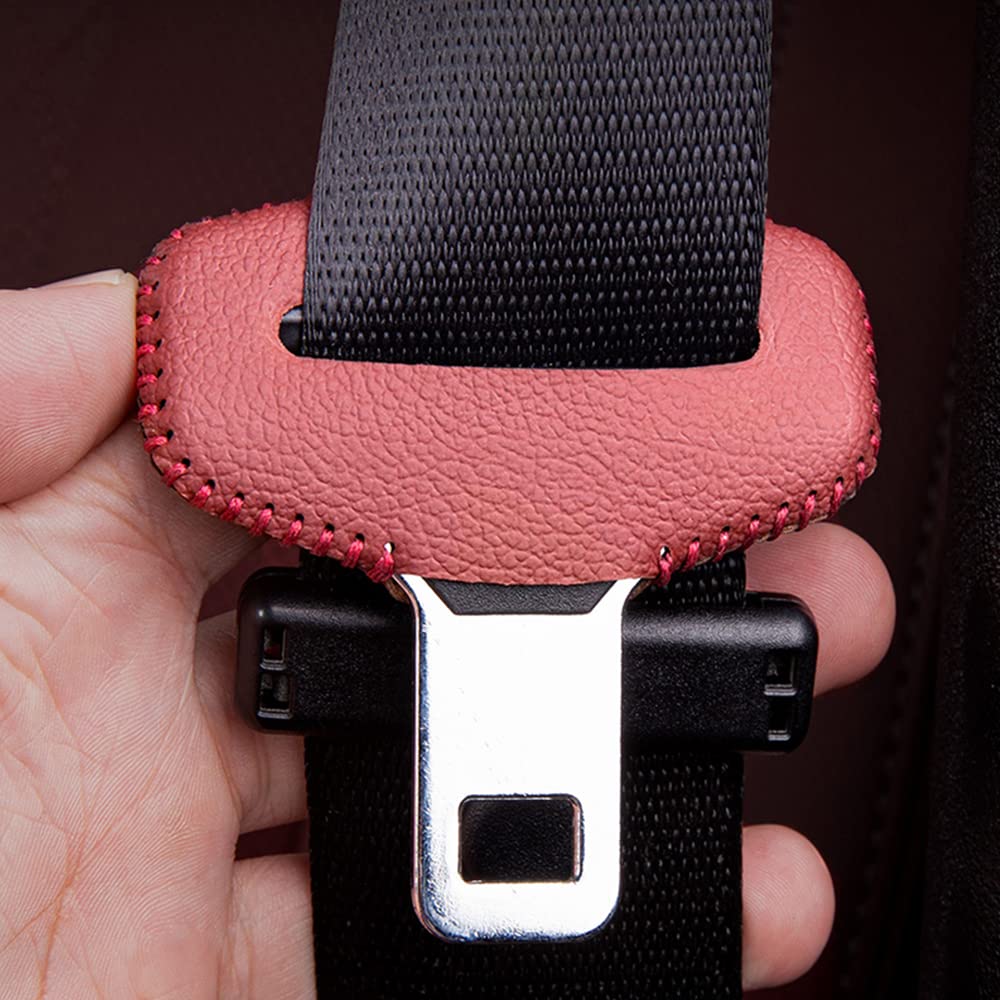 CHUANGHUI Car Seat Belt Fixing Buckle Decorate Protector Leather Cover for BMW 1 2 3 4 5 6 7 Series X1 X2 X3 X4 X5 X6 Interior Accessories (5pcs Reddish Brown)
