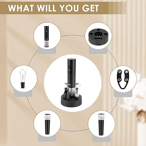 Miniatura 4 de Juego de abridor de vino eléctrico, Abridor de vino eléctrico, abridor de vino automático, abridor de botellas eléctrico, Base de almacenamiento,