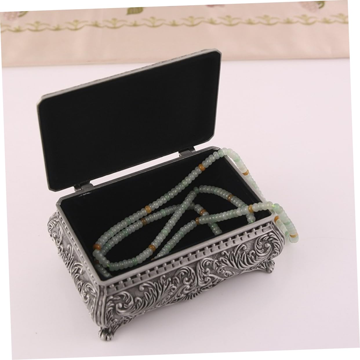 Boîte à Bijoux Rangement Élégant en Fer ou Vintage Bijoux Style Européen Ancien, Petite Boîte à Bibelots de Table pour Commode Salle de Bain