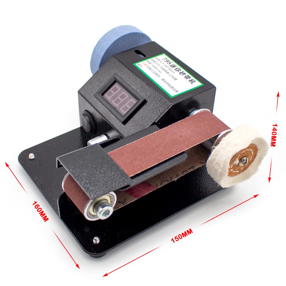 LeTkingok Multifunctional Electric Belt Sander Digital Display Speed Adjustable Mini Desktop Polisher Knife Sharpener Polishing Machine