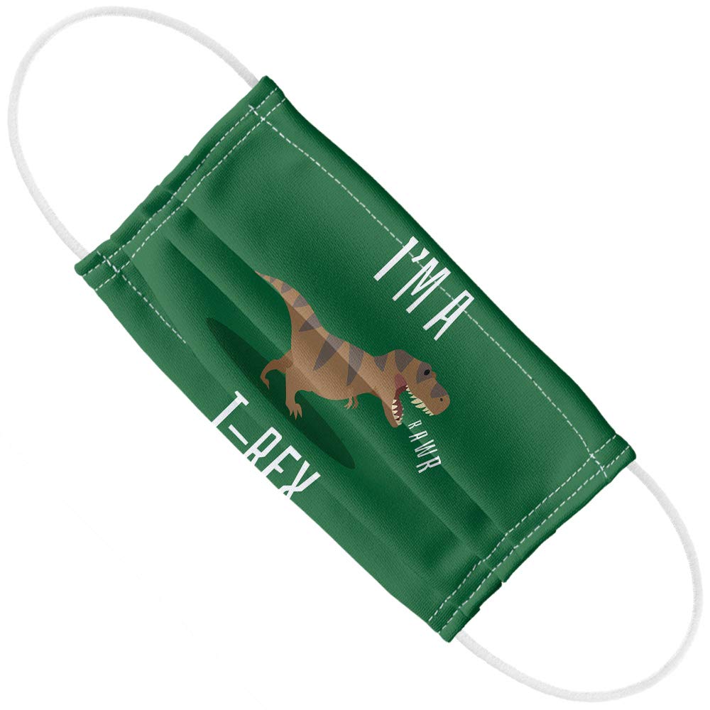 Popfunk I'm A T-Rex Rawr Cute Tyrannosaurus Rex 1-Ply Reusable Face Mask Covering with Adjustable Nose Wire, Unisex