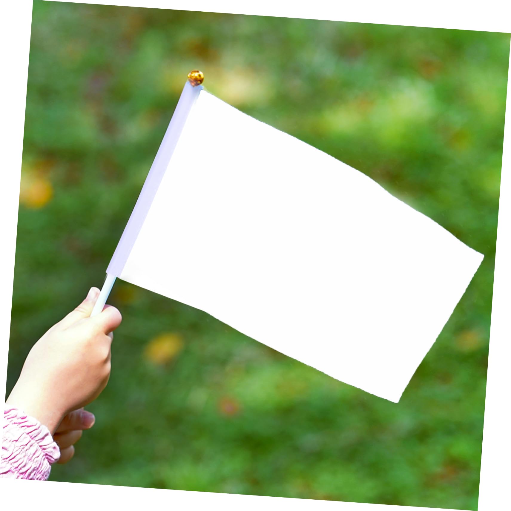 VICASKY 20pcs White Hand Cranked Flags for Racing Events Lightweight Portable Waving Banner for Referees Parties Sports and Community Gatherings