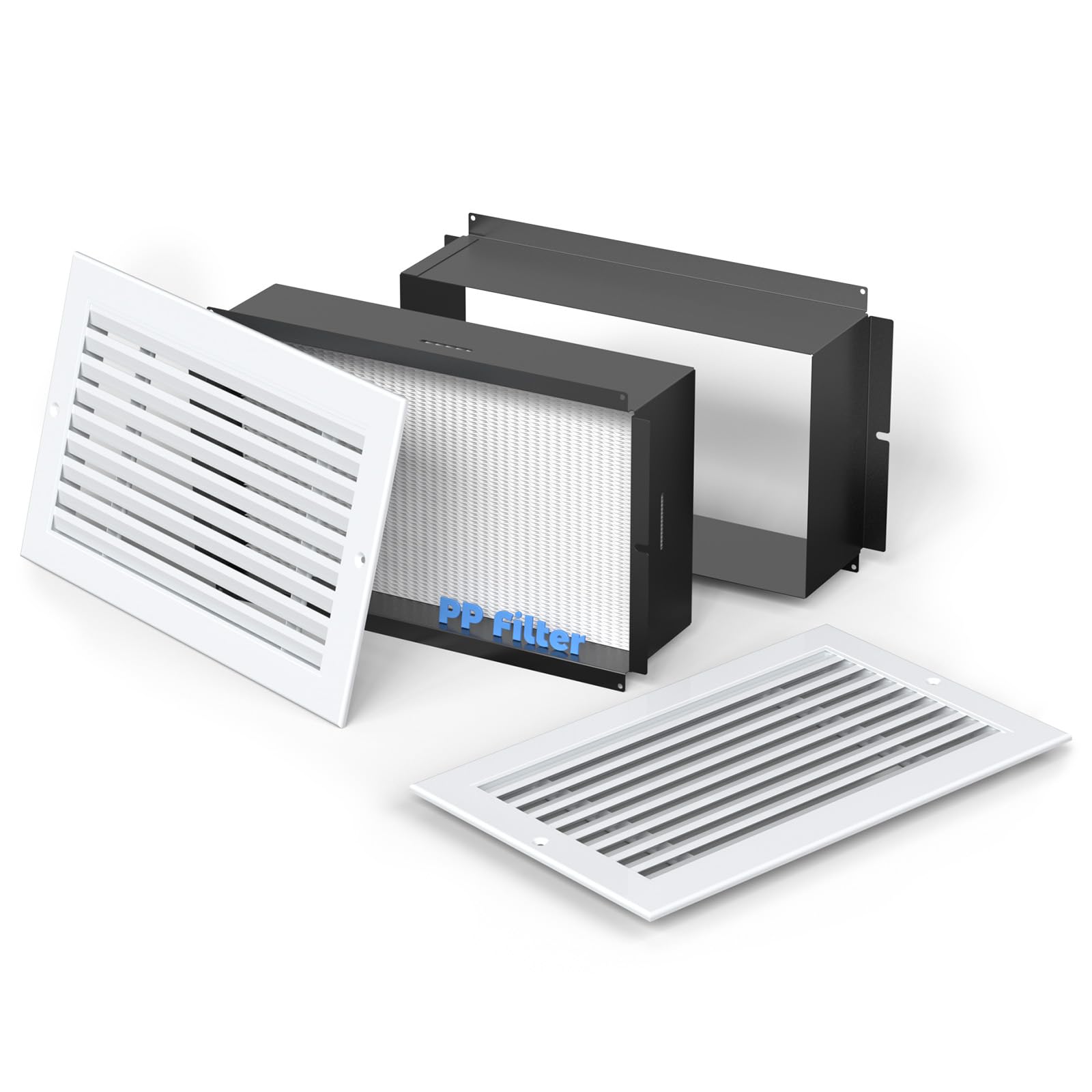 ALORAIR Wall Return Air Pathway Kit with Filter (14"x 8" Retrofit), AIRRP 1408 Matte White Zone Air Pathway, Wall to Wall Vent, Wall Air Vent Cover